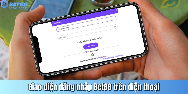 Giao diện đăng nhập Bet88 trên điện thoại
